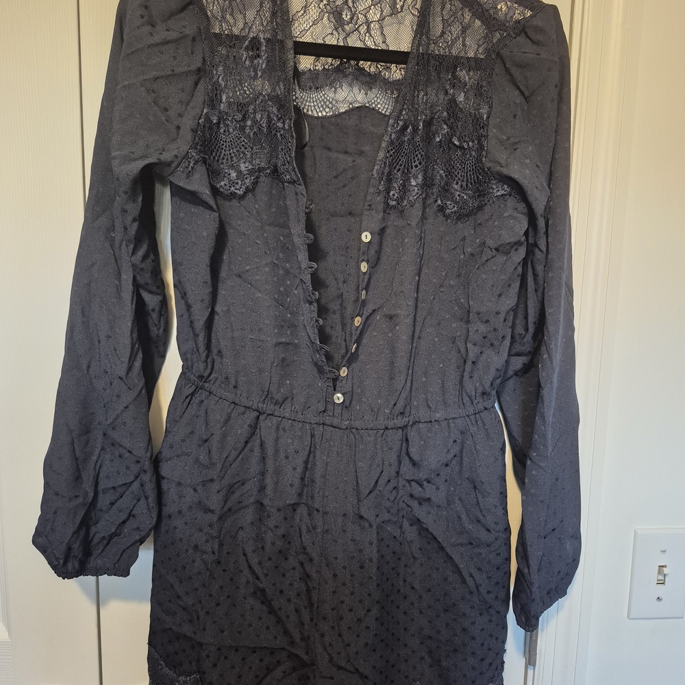 Willow & Clay Black Lace Accent Women's Shorts Romper